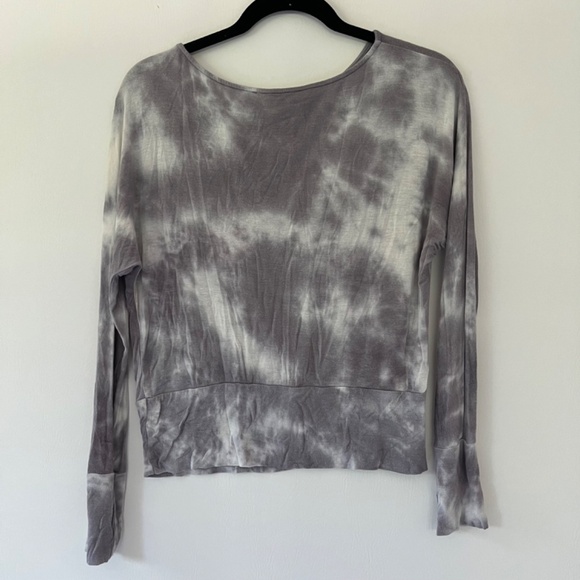 Veronica M Jersey Tie Dye Dolman Top Grey Long Sleeve - Picture 6 of 7
